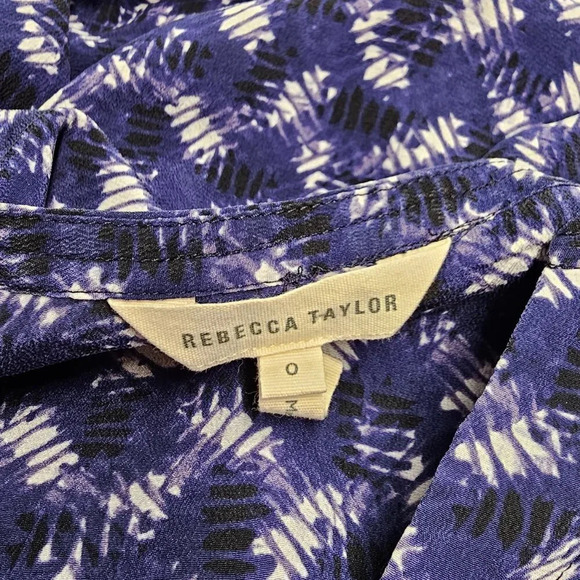 Rebecca Taylor Womens  V Neck 100% Silk Abstract Top Size 0 - Picture 7 of 8